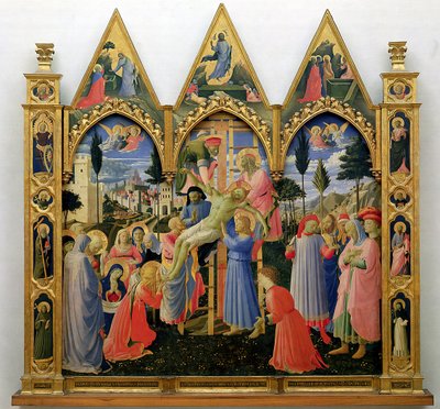 Santa Trinita Altarpiece, frame and pinnacles by Lorenzo Monaco completed by Fra Angelico